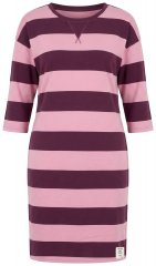 Ulla Popken 850958 Gestreepte sweatjurk met driekwartmouwen Wijnrood