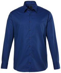 JP1880 851055 Gedessineerd strijkvrij business-overhemd lange mouw Donkerblauw TALL
