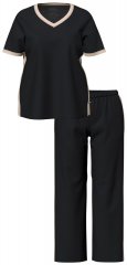 Ulla Popken 851245 Pyjama met strepen Zwart