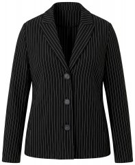 Ulla Popken 851341 Krijtstreep stretch blazer Zwart