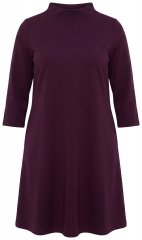 Ulla Popken 851664 Jersey jurk met col Pruim