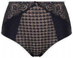 Ulla Popken 851700 Geruite slips met hoge taille en kant Zwart