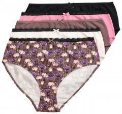 Ulla Popken 851711 Gebloemde slips 5-pack Bruin