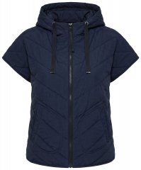 Ulla Popken 851785 Oversized gewatteerd vest met capuchon Donkerblauw