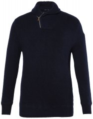 JP1880 851795 Gebreide trui met sjaalkraag Donkerblauw TALL
