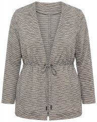 Ulla Popken 852086 Gestreept vest met trekkoord Taupe