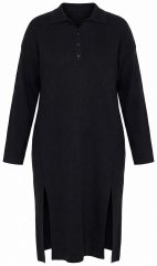 Ulla Popken 852630 Gebreide jurk met lange mouwen Zwart
