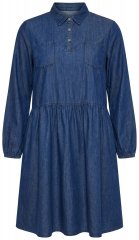 Ulla Popken 852768 A-lijn denim jurk met zakken Denimblauw