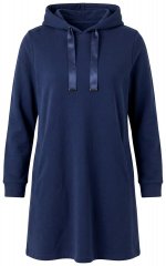 Ulla Popken 853652 Fluwelen jurk met capuchon Donkerblauw
