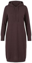 Ulla Popken 853669 Gebreide jurk met lange mouwen en capuchon Mahoniebruin