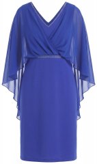 Ulla Popken 853675 Chiffon jurk met driekwartmouwen Blauw
