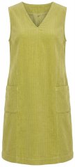 Ulla Popken 853697 Mouwloze corduroy jurk met zakken Lichtgroen