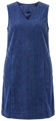 Ulla Popken 853697 Mouwloze corduroy jurk met V-hals Donkerblauw