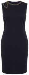 Ulla Popken 853766 Mouwloze bodycon jurk met strass Zwart