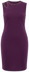 Ulla Popken 853766 Bodycon jurk met strass Pruim