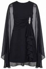 Ulla Popken 853774 Jurk met ruches Zwart