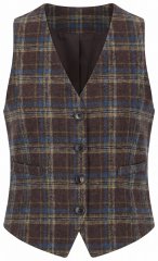 Ulla Popken 853892 Geruit gilet met V-hals Mahoniebruin