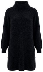 Ulla Popken 854602 Gebreide jurk met lange mouwen en col Zwart