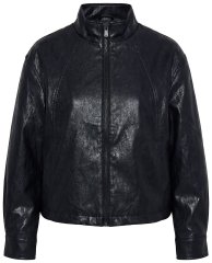 Ulla Popken 854795 Bikerjack van imitatieleer Zwart