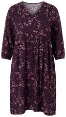 Ulla Popken 855270 Bedrukte jersey jurk met V-hals Zwart