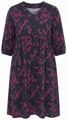 Ulla Popken 855270 Bedrukte jersey jurk met V-hals Antraciet