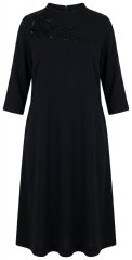 Ulla Popken 855373 Bedrukte jersey jurk Zwart