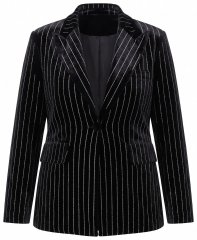 Ulla Popken 855499 Fluwelen blazer met strass Zwart