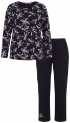 Ulla Popken 856134 Pyjama met bloemenprint Zwart