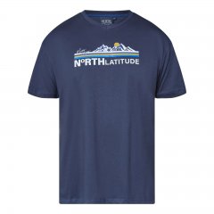 North Latitude Mountain T-Shirt V-Neck Navyblauw