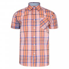 Kam Jeans 6201 Summer Casual Check Shirt Peach