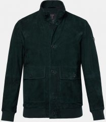 JP1880 Leather Jacket Suede with Stand-up Collar Dark Green