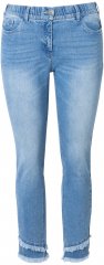 Ulla Popken Double Fringe Hem Stretch Fit Jeans Light Blue Denim