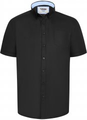 D555 James Oxford Overhemd Met Korte Mouwen TALL Zwart