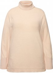 Ulla Popken Turtleneck Ribbed Trim Long Sleeve Sweater Nature Melange