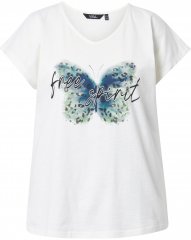 Ulla Popken Free Spirit Butterfly Cap Sleeve Graphic Tee Off-White