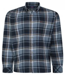 Espionage SH394 Geborsteld geruit overhemd airforce/navyblauw