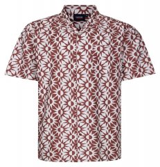 Espionage SH466 Abstract Sun Bedrukt overhemd ecru/rood