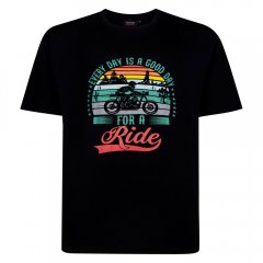 Espionage T451 Bedrukt T-shirt Good Day For A Ride Zwart