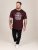 D555 Baldwin Grumpy Old Man Club Print Crew Neck T-shirt Burgundy/ Black Twist - T-shirts - Grote Maten T-shirts Heren