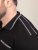 D555 Potts Jersey Polo With Jacquard Collar & Cuffs Zwart - Polo shirts - Grote Maten Poloshirts Heren