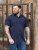 D555 Reid AOP Polo With Jacquard Collar, Pocket And Cuffs Navyblauw - Polo shirts - Grote Maten Poloshirts Heren
