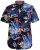 D555 TOBY Multi Colour Hawaiian AO Print Shirt - Overhemden - Overhemden Grote Maten Heren