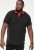 D555 CHESTER Pique Polo With Red Collar With Tipping Detail And Chest Embroidery Black - Polo shirts - Grote Maten Poloshirts Heren