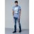 D555 Howie Fine Stripe T-shirt Blue - T-shirts - Grote Maten T-shirts Heren