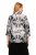 Ulla Popken 816673 Oversized jacquard blazer met driekwartmouwen Zwart - Blazers - Blazers in grote maten voor dames