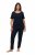 Ulla Popken 821244 Pyjama met stippen Donkerblauw - Pyjama's en Loungewear - 