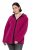 Ulla Popken 823371 Teddyjas met capuchon en doorgestikte zakken Fuchsia - Fleecekleding - 