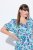 Ulla Popken 824966 Gebloemde blousejurk Donkerblauw - Blousejurken - 