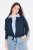 Ulla Popken 827116 Bolero met opstaande kraag van linnenmix Donkerblauw - Bolero's - 