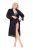 Ulla Popken 834837 Kimono badjas met kant Zwart - Ochtendjassen & badjassen - 